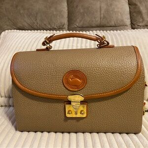 Vintage Dooney & Bourke Brown Leather Satchel with Gold Accents